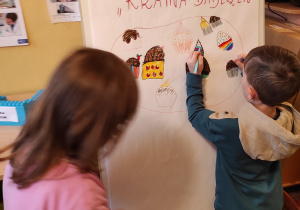 Dzieci projektują logo firmy "Kraina babeczek"