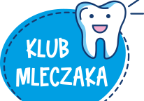 Klub Mleczaka-obrazek na ząb na niebieskim tle